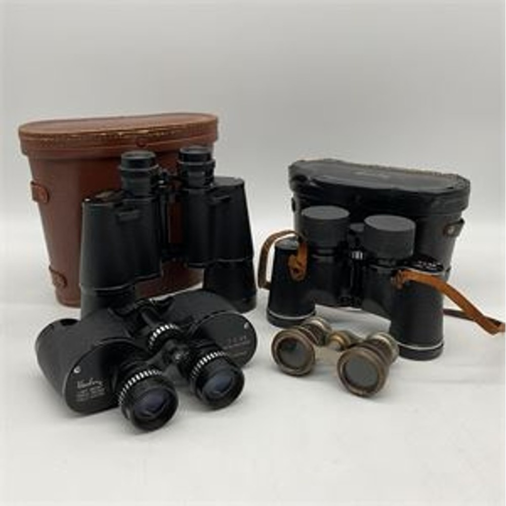 2 Binolux 7x35, Selsi 16x50 Binoculars & Lamier Fab Paris Opera Glasses | Cases